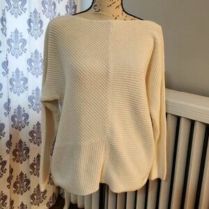 Women's "Lauren" Ralph Lauren White Round Neck Cotton Pullover Sweater, Sz L